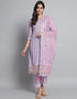 Designer Party Wear Readymade Salwar Suit Lavender Linen Cotton Pant Straight Front View